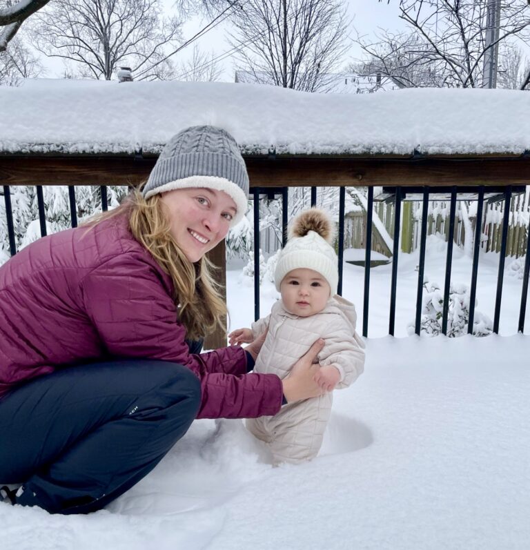 Woman holding a baby